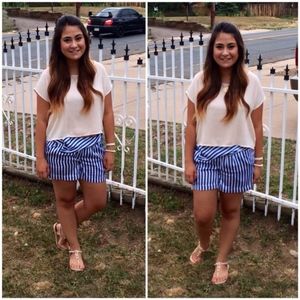 BCBGeneration Blue and White Stripe Shorts Size 8